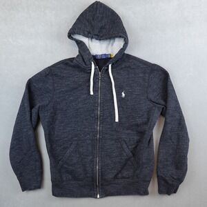 Polo Ralph Lauren Jacket Hoodie Medium Waffle Knit Lined Hood Sweatshirt Pony